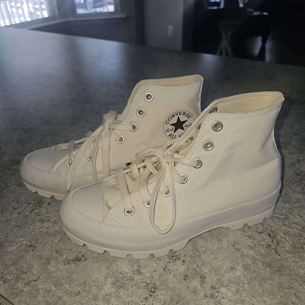 Converse Cream High Top Lugged Sole Sneakers